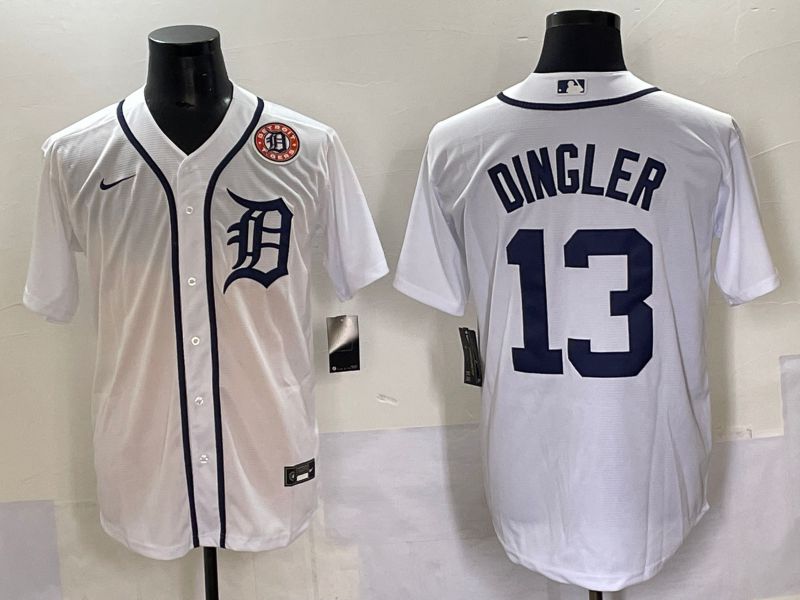 Men 2025 Detroit Tigers #13 Dingler White Game Nike MLB Jersey style 2->detroit tigers->MLB Jersey
